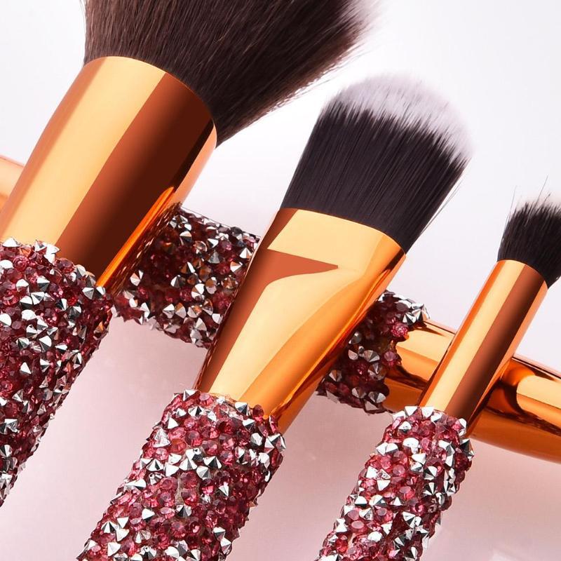 10-Piece Diamond Makeup Brush Set with Pouch