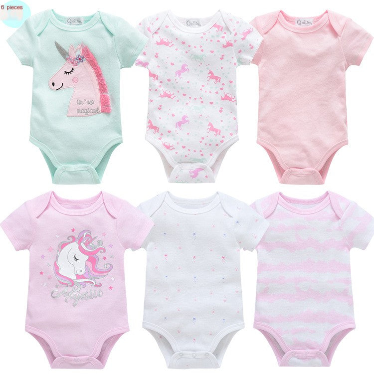 Baby Onesie Set, 6 Pieces Short Sleeve Outfit