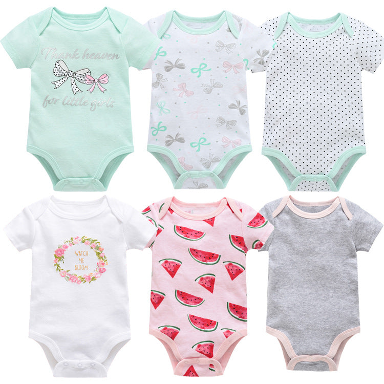 Baby Onesie Set, 6 Pieces Short Sleeve Outfit