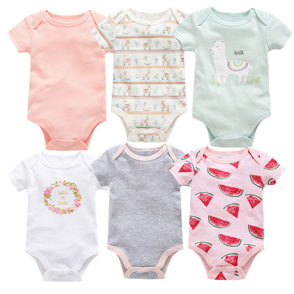 Baby Onesie Set, 6 Pieces Short Sleeve Outfit