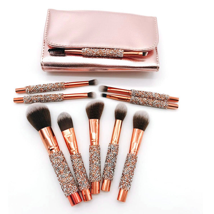 10-Piece Diamond Makeup Brush Set with Pouch