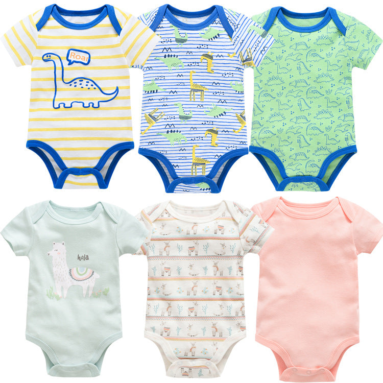 Baby Onesie Set, 6 Pieces Short Sleeve Outfit