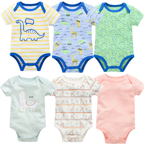 Baby Onesie Set, 6 Pieces Short Sleeve Outfit