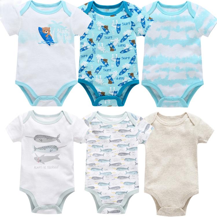 Baby Onesie Set, 6 Pieces Short Sleeve Outfit